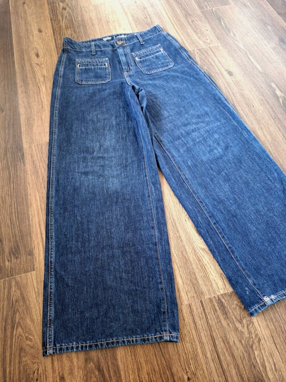 💙 Old Navy Women’s High Rise Baggy Wide Leg Jeans Size 30 Cotton Dark Wash Comf - Picture 4 of 8